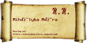 Mihályka Míra névjegykártya